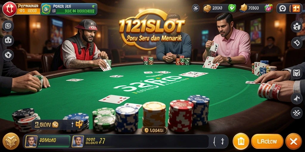 Tampilan menarik dari gameplay Poker di 1121SLOT.