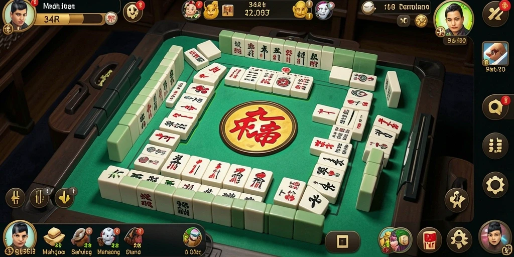 Tampilan menarik dari gameplay Mahjong di 34R.