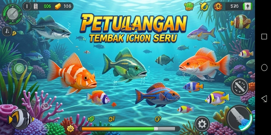 Tangkapan layar gameplay menampilkan aksi seru menangkap ikan di D06.