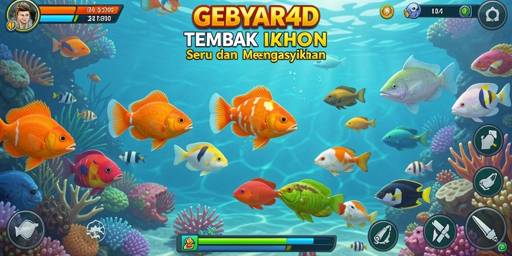 Tangkapan layar gameplay GEBYAR4D yang menampilkan aksi tembak ikan seru.