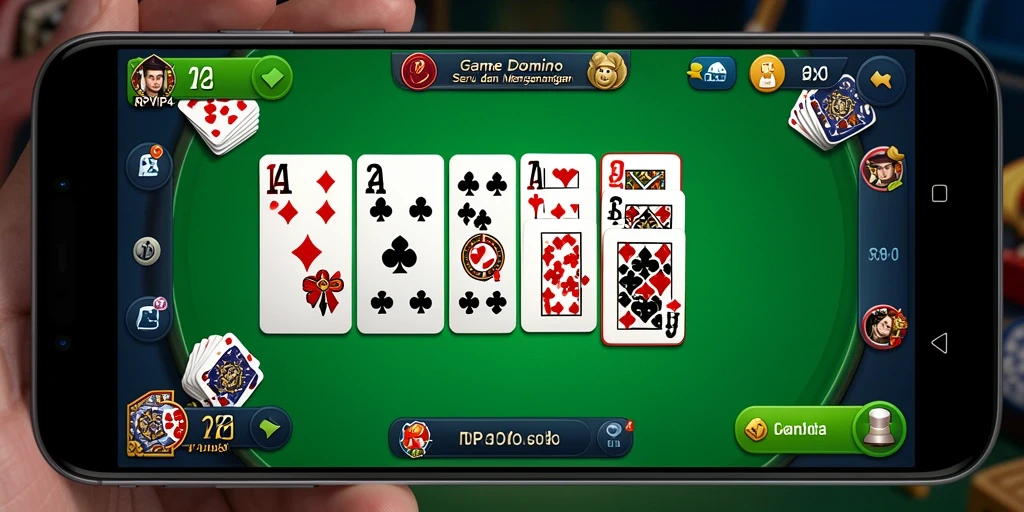 Tangkapan layar gameplay menyerangkan suasana bermain Domino yang intens.