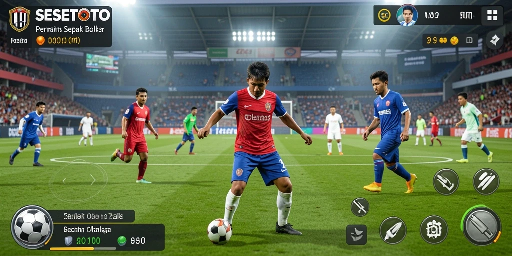 Gameplay SESETOTO yang seru dan mendebarkan di lapangan sepak bola.